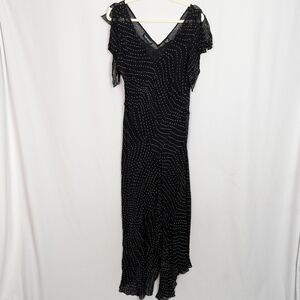 90s Y2K Eva Blue Floral Embellished Midi Dress